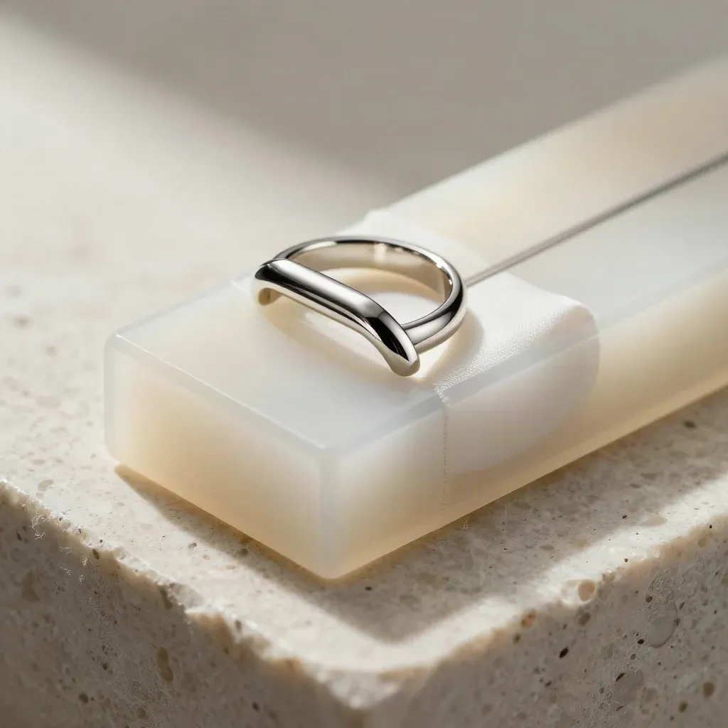 Cream-toned finance selection pieces on travertine with silver accents, seen in a tight macro.